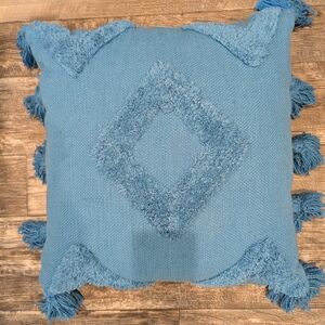 Magaschoni Teal Textured Pillow with Tassels